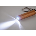 Bamboo keyring with natural LED flashlight wood colour third photographic view