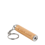 Bamboo keyring with natural LED flashlight view with print area