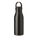 Aluminium bottle with ABS cap and silicone loop, 650 ml black colour