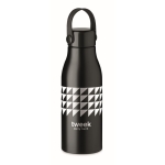 Aluminium bottle with ABS cap and silicone loop, 650 ml black colour main view