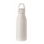 Aluminium bottle with ABS cap and silicone loop, 650 ml white colour