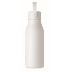 Aluminium bottle with ABS cap and silicone loop, 650 ml white colour seventh view