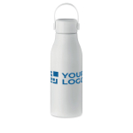 Aluminium bottle with ABS cap and silicone loop, 650 ml white colour view with print area