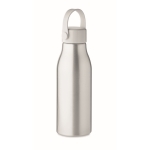 Aluminium bottle with ABS cap and silicone loop, 650 ml matt silver colour