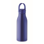 Aluminium bottle with ABS cap and silicone loop, 650 ml royal blue colour