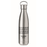 Steel bottle with closure and handle, 500 ml matt silver colour main view