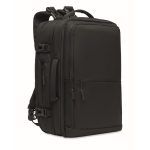 Recycled multi-compartment travel backpack made from polyester black colour