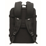 Recycled multi-compartment travel backpack made from polyester black colour fourth view