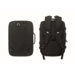 Recycled multi-compartment travel backpack made from polyester black colour fifth view