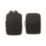 Recycled multi-compartment travel backpack made from polyester black colour sixth view