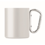 Vintage-look metal mug with carabiner handle, 300 ml white colour fifth view