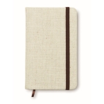 Print lined A6 notebook with canvas cover beige colour