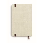 Print lined A6 notebook with canvas cover beige colour second view