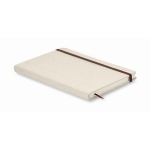 Print lined A6 notebook with canvas cover beige colour fourth view