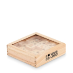 Entertaining wooden box maze game wood colour view with print area