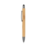 Bamboo ballpoint pen and metal clip with black stylus titanium colour