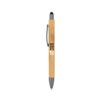 Bamboo ballpoint pen and metal clip with black stylus main view