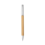 Rotating bamboo ballpoint pen with matte blue ink natural colour first view