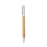 Rotating bamboo ballpoint pen with matte blue ink natural colour second view