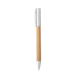 Rotating bamboo ballpoint pen with matte blue ink natural colour