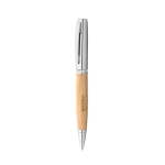 Elegant bamboo ballpoint pen with in a matte finish natural colour image with logo 3