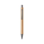 Bamboo ballpoint pen with metal clip, gray, blue ink natural colour first view