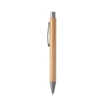 Bamboo ballpoint pen with metal clip, gray, blue ink natural colour