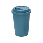 Reusable travel plastic cup with lid, 450 ml blue colour