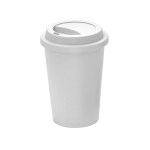 Reusable travel plastic cup with lid, 450 ml white colour