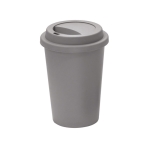 Reusable travel plastic cup with lid, 450 ml grey colour