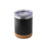 Stainless steel thermal mug with lid and cork base, 400 ml black colour