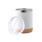 Stainless steel thermal mug with lid and cork base, 400 ml white colour third view