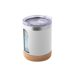 Stainless steel thermal mug with lid and cork base, 400 ml white colour fourth view