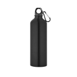 Large coloured aluminium bottle with carabiner 800ml black colour