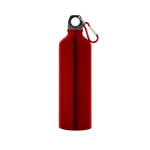 Large coloured aluminium bottle with carabiner 800ml red colour