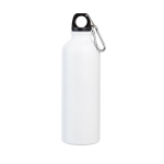 Large coloured aluminium bottle with carabiner 800ml white colour