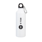 Large coloured aluminium bottle with carabiner 800ml white colour image with logo