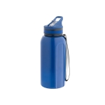 Plastic sports bottle with straw, 1.2 L blue colour