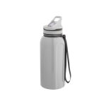 Plastic sports bottle with straw, 1.2 L grey colour