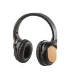 Wireless headphones with bamboo details and Bluetooth 5.0 black colour