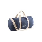 Denim travel bag with handles and straps, 300 g/m2 blue colour image with logo