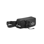 RPET bum bag with reflective elements and bottle pocket black colour image with logo