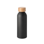 Aluminium bottle with bamboo lid and matte finish, 550 ml black colour