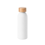 Aluminium bottle with bamboo lid and matte finish, 550 ml white colour