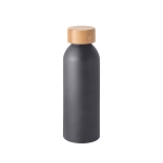 Aluminium bottle with bamboo lid and matte finish, 550 ml dark grey colour