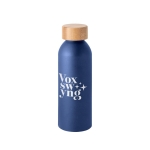 Aluminium bottle with bamboo lid and matte finish, 550 ml navy-blue colour image with logo