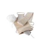 Spa set in a bag with bath sponge, towel and pumice stone natural colour second view