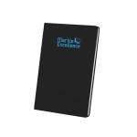 Waterproof stone paper notebook, lined A5 sheets black colour image with logo