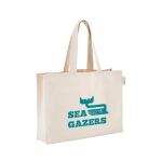 Recycled cotton tote bag with handle, 280 g/m2 natural colour image with logo