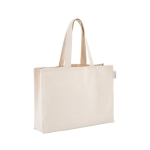 Recycled cotton tote bag with handle, 280 g/m2 natural colour